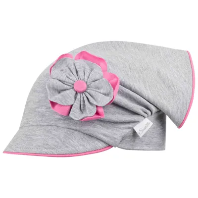 Produktbild von Mädchen Mütze Schirmmütze Kopftuch Sommer Baumwolle, Grau-Pink,  Gr. 50/52