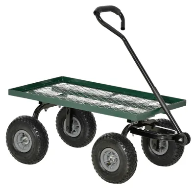 Produktbild von Gartenwagen - Handkarre Transportwagen - Große Räder - Metallrahmen - Tragkraft 150 kg - Schwarz
