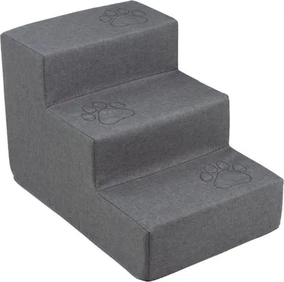 Immagine prodotto di Scala Welsti per cani e gatti, altezza 30 cm, 3 gradini, grigio scuro, con zampe, per animali fino a 10 kg