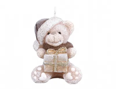 Image de Bougie de Noël TEDDY BIRTHDAY 11 cm marron