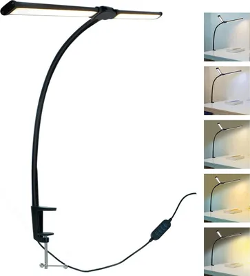 Produktbild von Doppelkopf-LED-Schreibtischlampen,Stufenlos Dimmbar,USB-Tischlampe