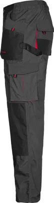 A side view of a pair of work pants.