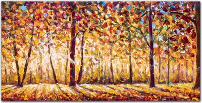 Produktbild von Coloray - Bild aus Glas - Glasbilder - 100 x 50 cm - Gehärtetes Glas Glasblock mit Bild Wohnzimmer Küche Dekoration Wanddekoration - Herbstlicher Wald