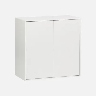 Produktbild von sweeek - Schrank Aufbewahrungsmodul Holzdekor 2 Türen 70cm - Weiß