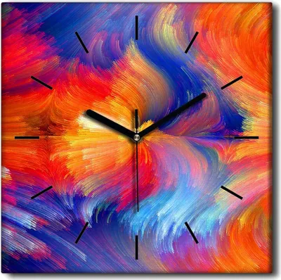 Produktbild von Coloray Uhr auf Leinwand 30x30 cm Wand Uhr Dekoration Wohnzimmer Segeltuch schwarze Hände -Abstraktion Kunstkunst