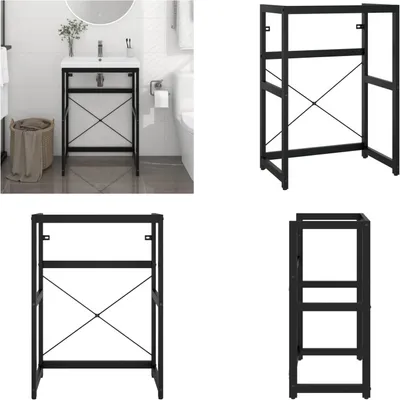 Zdjęcie produktu dla vidaXL Stojak łazienkowy pod umywalkę czarny 59x38x83 cm żelazny - Stojak pod umywalkę - Stelaż pod umywalkę - Stelaż pod umywalkę - Stojak pod umywalkę