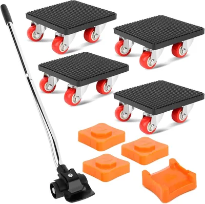 Imagen del producto de Kit de transporte para muebles, con 4 ruedas, 630 mm de diámetro, 4 ajustes de altura, capacidad de hasta 400 kg, ideal para el transporte de muebles