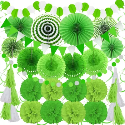 Produktbild von 41 grüne Partydekorationen mit Pompons und Girlanden