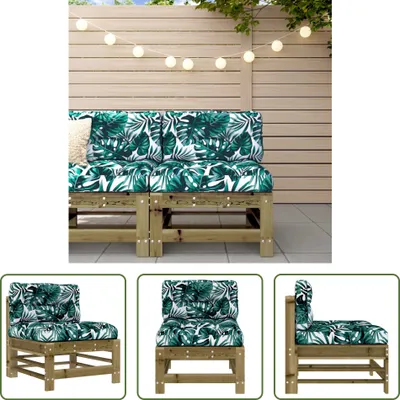 Produktbild von The Living Store Mittelsofa mit Kissen Kiefernholz Imprägniert