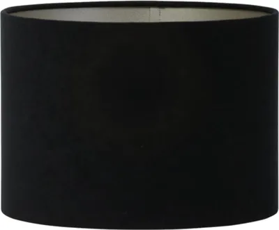 Produktbild von Light & Living - Lampenschirm Zylinder Velours - Schwarz - Ø35x25cm - Stoffschirm für E27
