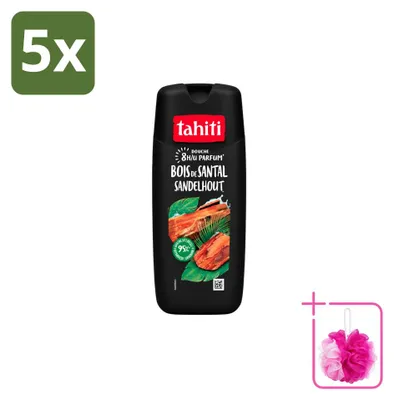 Obrázok produktu pre 5 kusov gélov na sprchovanie Tahiti, vôňa santalového dreva, objem 315 ml – balenie