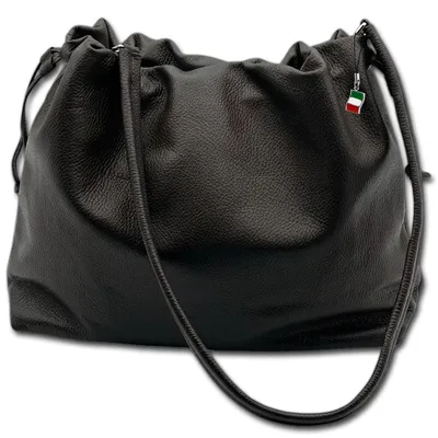 Immagine prodotto di Borsa a tracolla, borsa a mano, borsa a sacco, colore nero, in pelle, da donna, modello Florence, dimensioni 42x8x30 cm, codice prodotto D3OTF197S1