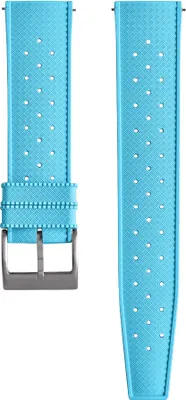 Obrázek produktu pro Pryžový řemínek k hodinkám CHROONOO Tropical Style - světle modrý, 20 mm, broušená stříbrná barva