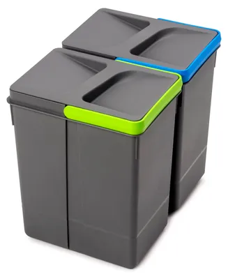 Zdjęcie produktu dla Emuca Zestaw pojemników do recyklingu do szuflad kuchennych Recycle, wysokość 266 mm, 2x7 litrów, Plastik, Szary antracytowy