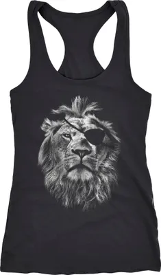 Immagine prodotto di Canotta da donna alla moda con grande stampa di un leone Neverless® nera XL
