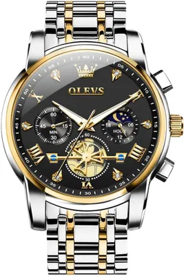 Produktbild von Herren-Chronograph, wasserdicht, analog, Quarz, modisch, lässig, Business, leuchtend, Edelstahl, großes Zifferblatt