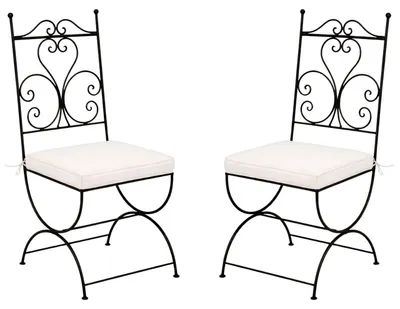 Produktbild von 2er Set Mediterraner Gartenstuhl Cuenca aus Eisen in Schwarz 100 cm