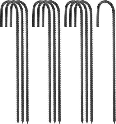 Produktbild von Bodenanker 10 Stück 40 cm mit J-Haken aus Stahl – Trampolin-Erdnägel – Sturmanker