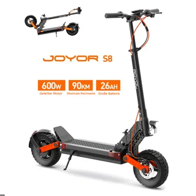 Produktbild von JOYOR S8 Faltbar Elektrorollerr - 600W Motor 48V26AH Akku 10 Zoll Reifen Mechanische Scheibenbremse und Beleuchtung - Schwarz