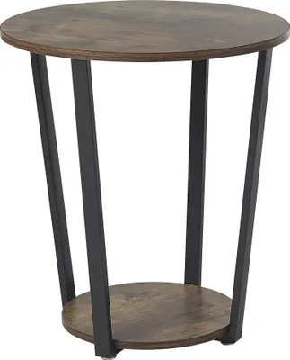 Zdjęcie produktu dla BELIANI Stolik pomocniczy ciemnobrązowy z czarnym MDF metalowe nogi 50 cm industrialny okrągły do salonu półka