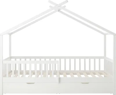 Produktbild von Hüttenbett 90 x 190 cm mit Schubladen - Kiefer und MDF - Weiß - KIRALIO