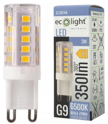 Obrázok produktu pre LED žiarovka G9, 3 W, 6500 K, 350 lm