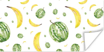 Produktbild von MuchoWow® Poster Melonen - Bananen - Weiß 40x20 cm - Poster für die Wand - Poster Schlafzimmer
