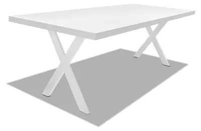 Immagine prodotto di Tavolo da pranzo in legno e metallo con piedi a X bianchi - 160x90 cm
