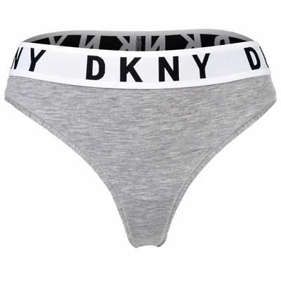 Image de DKNY - Culotte string pour femme, en coton modal extensible, avec logo, couleur gris unie, taille L