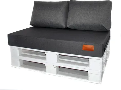 Produktbild von Palettenkissen Rückenkissen Schaumstoffflocken MH-GD04 Dunkelgrau (02A LEN) 60x40x10/20cm
