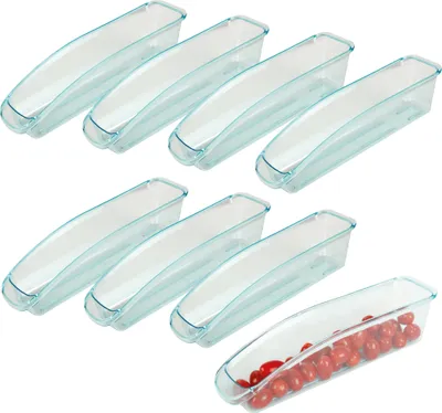 Produktbild von 8er Pack - Kühlschrankbox ( 33 x 7,5 x 8cm ) Aufbewahrungsbox mit Griff Spülmaschinenfest - Lebensmittelechter Kunststoff - Organizer Küche