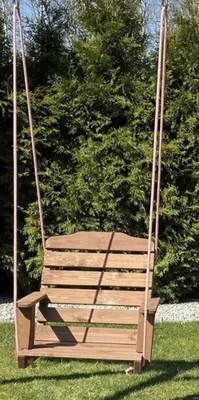 Obrázek produktu pro Dřevěná houpačka s opěradlem 50x40cm Zahradní houpačka dřevěná Dětská houpačka; teakové dřevo