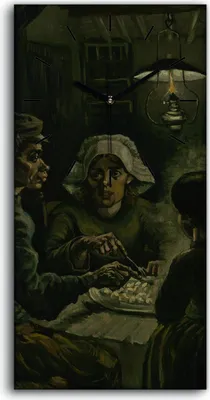 Produktbild von Dekor Leinwand Uhr Wandbilder Geräuschlos Kunstdruck 30x60 Die Kartoffelesser - schwarze Hände