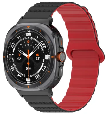 Obrázek produktu pro Pro Samsung Galaxy Watch Ultra 47mm Dot Pattern Silicone Magnetic Strap Black / Red