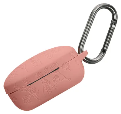 Produktbild von kwmobile Silikon Case für Anker Soundcore Life P2 mini Hülle - Kopfhörer Schutzhülle mit Karabiner - Geprägtes Muster Dark Rose