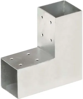 Image de Raccord en L en métal galvanisé à chaud, 71 mm, pour 2 poutres en bois, idéal pour les toitures, les abris de jardin et les pergolas