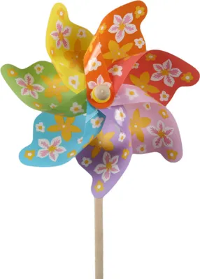 Produktbild von Windrad Stecker bunt ca Ø22cm L55cm Holz Kunststoff Windmühle Pick Stab Sommer