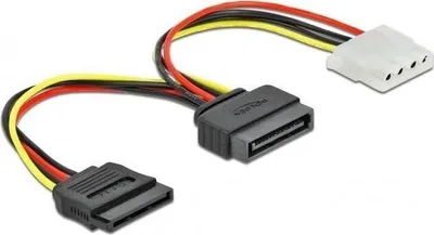 Produktbild von DeLOCK SATA/Molex + SATA, 0,165 m, SATA 15-Pin, Männlich, Weiblich, Mehrfarbig