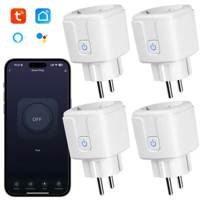 Produktbild von 4er 16A Smart Steckdose mit App Steuerung,WLAN Steckdose,Smart Plug,Kompatibel mit EU Steckdosen,Zeitschaltuhr,Alexa & Google Home Kompatibel