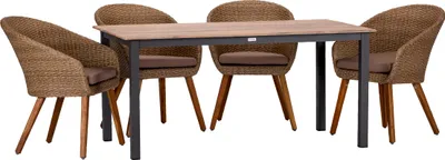Produktbild von 4x 57439 Atacama Armsessel, 1x 57443 Acaplan 160x90cm anthrazit -cherry