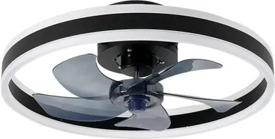 Produktbild von MiShar 2-LED-Deckenventilator – 51 cm – Intelligente Lampe – 6 Modi – Deckenventilator mit Licht – Dimmbar – Schwarz – Kronleuchter-Ventilator – Wohnzimmerlampe – Ventilator-Lampen – Esszimmerlampe – Schlafzimmerlampe