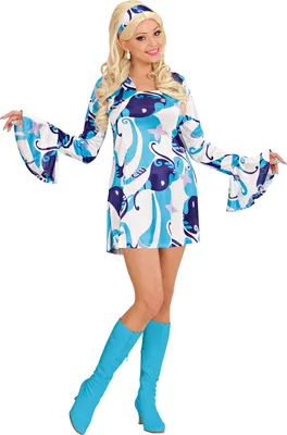 Produktbild von Kostüm 70er Jahre Kleid Flower Power Größe M 70er Jahre Kleid Hippie Verkleidung Gr. M in blau