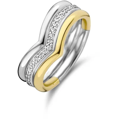 Produktbild von 12266ZY/50, 12266ZY/56 Ring mit Zirkonia bicolor vergoldet 12266ZY Ti Sento Milano