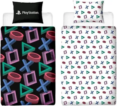 Immagine prodotto di Set di biancheria da letto reversibile - PLAYSTATION - microfibra - 1 copripiumino 140 x 200 cm + 1 federa 63 x 63 cm