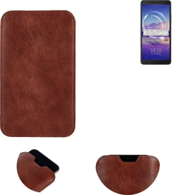 Produktbild von K-S-Trade Schutzhülle Handyhülle kompatibel mit Alcatel 3C (2019) Handytasche Kunstleder Sleeve in braun
