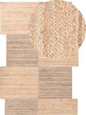 Obrázek produktu pro BELIANI Koberec béžový jutový 160 x 230 cm asymetrický pletený rustikální styl obývací pokoj ložnice