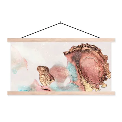 Produktbild von MuchoWow® Textilposter Tinte - Pastell - Abstrakt 120x60 cm mit holzfarbenen Rahmen - Klemmleiste