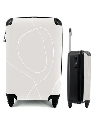 Produktbild von MuchoWow® Koffer Handgepäck Trolley Rollkoffer Kleine Reisekoffer mit 4 Rollen - Linienkunst - Abstrakt - Pastell - Cabin Size < 55x40x23 cm & 55x40x20 cm - Fotokoffer - Kabinenkoffer - Boardgepäck - Reise-Box - Reisekoffer - Reisegepäck - Koffer mit Bild - Trolley für Kinder