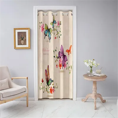 Produktbild von Vorhang Blickdicht mit Ösen Schmetterling Blumenmuster 130x150cm