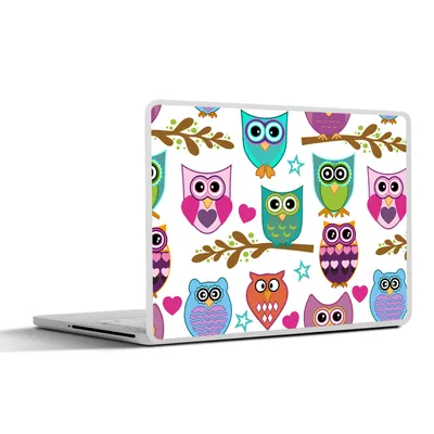 Produktbild von MuchoWow® Laptop Aufkleber Sticker Cover Design - Eulen - Tiere 32.5x23.5 cm - Sticker für Laptop - Selbstklebend